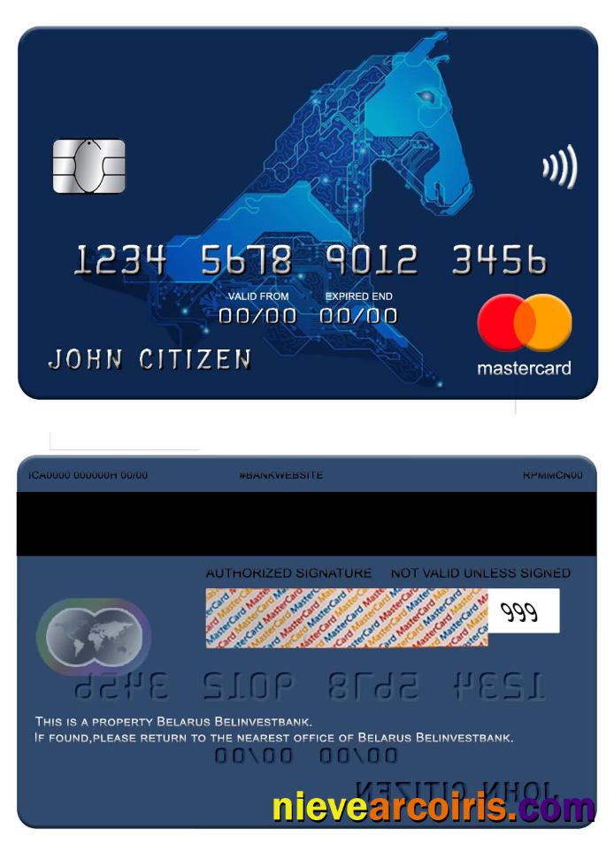 Belarus Belinvest bank Matercard screen